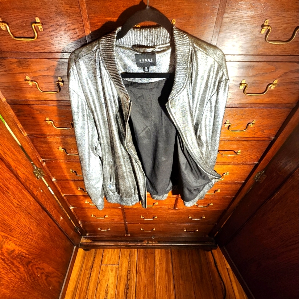 REBEL Silver Bomber Jacket 2X